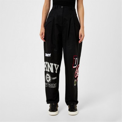 дамски,чорапогащи,и,клинове,dkny,women's,patchwork,straight,leg,trouser,black