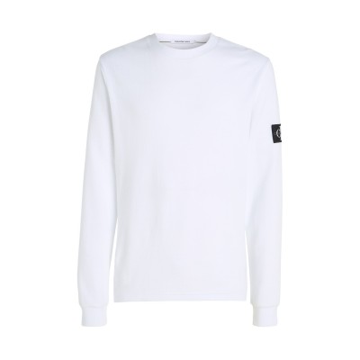 фланелка,с,дълъг,ръкав,мъжки,тениски,calvin,klein,jeans,waffle,long,sleeve,top,bright,white