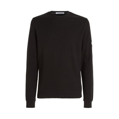 фланелка,с,дълъг,ръкав,мъжки,тениски,calvin,klein,jeans,waffle,long,sleeve,top,ck,black