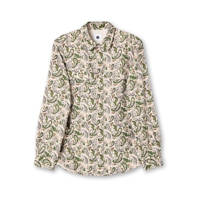 pretty,green,men's,aquarelle,paisley,long,sleeve,patterned,shirt,stone