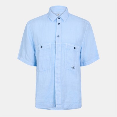 риза,с,къс,ръкав,облекла,на,разпродажба,мъжки,ризи,cp,company,boxy,short,sleeve,shirt,cerulean,814
