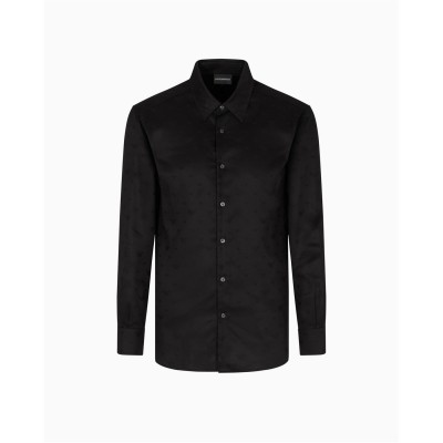 облекла,на,разпродажба,мъжки,ризи,emporio,armani,men's,long,sleeve,patterned,shirt,black,aop,fc218