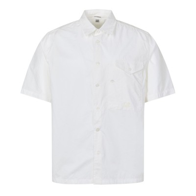 риза,с,къс,ръкав,облекла,на,разпродажба,мъжки,ризи,cp,company,short,sleeve,embroidered,logo,shirt,gauze,white,103