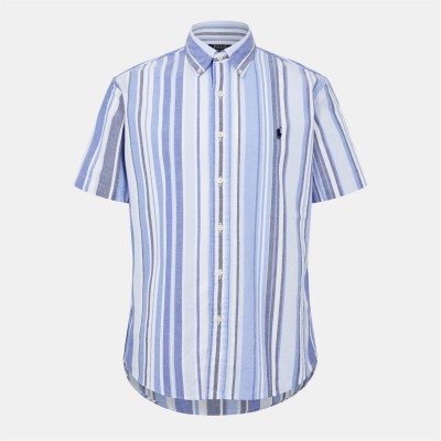 облекла,на,разпродажба,мъжки,ризи,polo,ralph,lauren,custom,fit,striped,oxford,shirt,blue,multi