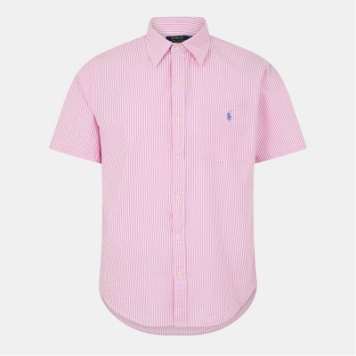 риза,с,къс,ръкав,облекла,на,разпродажба,мъжки,ризи,polo,ralph,lauren,men's,striped,seersucker,short,sleeve,shirt,rose,white