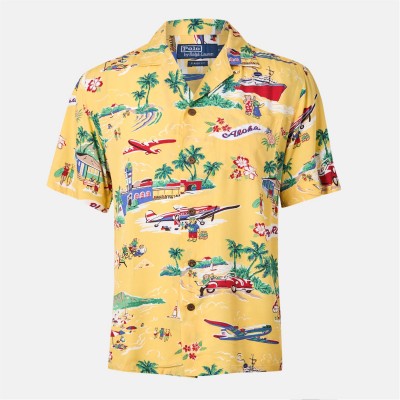 облекла,на,разпродажба,мъжки,ризи,polo,ralph,lauren,men's,rayon,bear,short,sleeve,patterned,shirt,holiday,bear