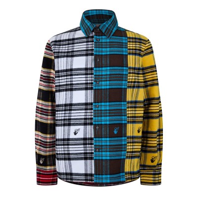 облекла,на,разпродажба,мъжки,ризи,off,white,colour,block,flannel,shirt,multicolor