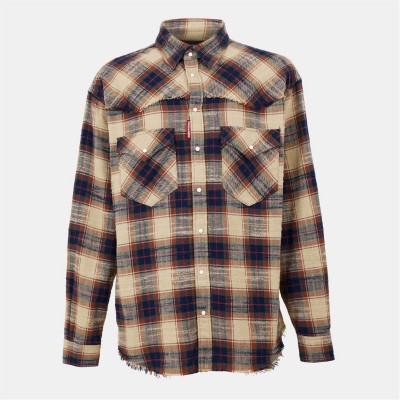 риза,с,дълъг,ръкав,облекла,на,разпродажба,мъжки,ризи,dsquared2,men's,long,sleeve,cowboy,shirt,beige,mix,brown
