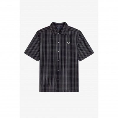 риза,с,къс,ръкав,мъжки,ризи,fred,perry,men,s,patterned,short,sleeve,shirt,navy,608