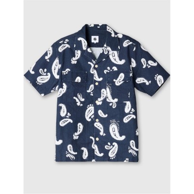 pretty,green,men's,widnes,paisley,short,sleeve,patterned,shirt,navy