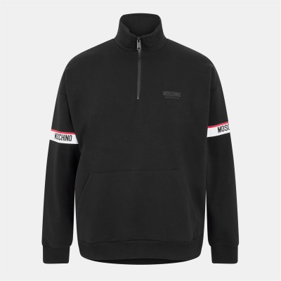 поларена,блуза,облекла,на,разпродажба,мъжки,ежедневни,облекла,мъжки,горнища,с,качулка,moschino,men's,quarter,zip,fleece,top,black