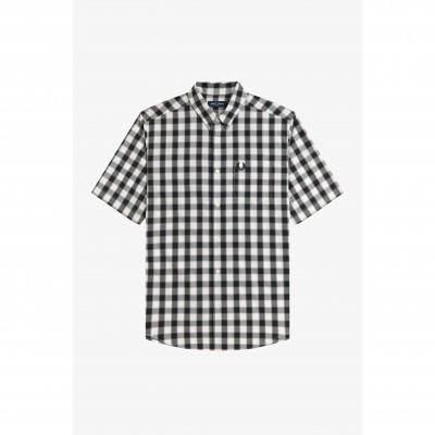 риза,с,къс,ръкав,мъжки,ризи,fred,perry,men,s,patterned,short,sleeve,shirt,white,black,129