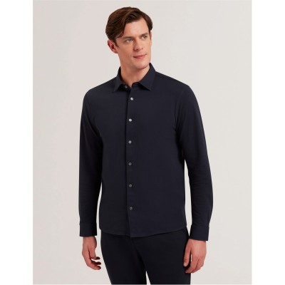 облекла,на,разпродажба,мъжки,ризи,ted,baker,luckey,pique,shirt,navy