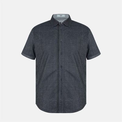 риза,firetrap,men's,short,sleeve,plain,shirt,grey