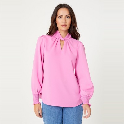туника,дамски,поли,и,рокли,дамски,облекла,размер,be,you,women's,twist,neck,tunic,pink