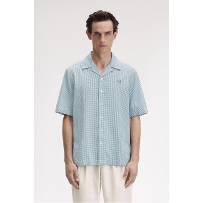 риза,с,къс,ръкав,облекла,на,разпродажба,мъжки,ризи,fred,perry,men's,gingham,short,sleeve,shirt,light,smoke,353