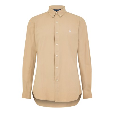 polo,ralph,lauren,slim,fit,stretch,poplin,shirt,vintage,khaki