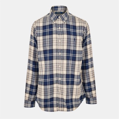 облекла,на,разпродажба,мъжки,ризи,polo,ralph,lauren,men's,brushed,flannel,long,sleeve,patterned,shirt,white,navy