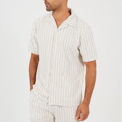 мъжка,риза,с,къс,ръкав,brave,soul,bs,mens,striped,short,sleeve,shirt,with,revere,collar,cream,taupe