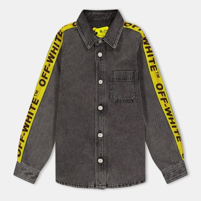 риза,с,дълъг,ръкав,off,white,kids,long,sleeve,denim,shirt,grey,yellow