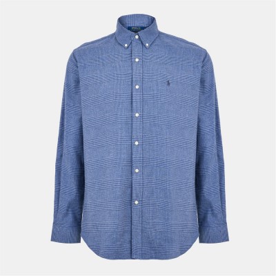 риза,с,дълъг,ръкав,облекла,на,разпродажба,мъжки,ризи,polo,ralph,lauren,men's,long,sleeve,patterned,shirt,blue,hthr