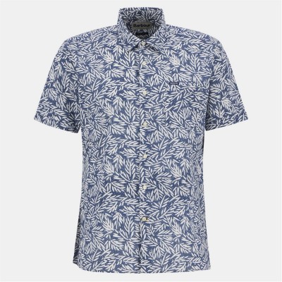 риза,с,къс,ръкав,облекла,на,разпродажба,мъжки,ризи,barbour,men's,jackstone,short,sleeve,geometric,print,shirt,dark,denim,ny38