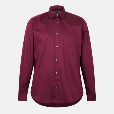 ted,baker,mens,long,sleeve,cotton,shirt,oxblood