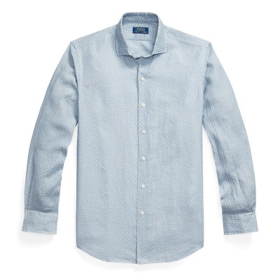 мъжки,ризи,polo,ralph,lauren,custom,fit,mallet,print,linen,shirt,blue,mallet