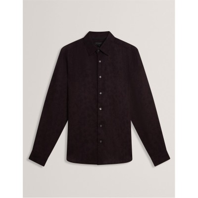 облекла,на,разпродажба,мъжки,ризи,ted,baker,ted,baker,ls,regular,fit,large,painted,floral,shirt,dk,brown