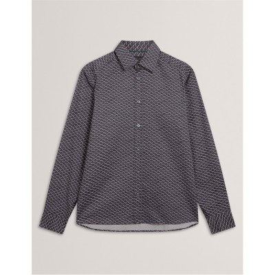 облекла,на,разпродажба,мъжки,ризи,ted,baker,ted,baker,ls,regular,fit,wave,geo,print,shirt,dk,grey