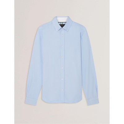 риза,ted,baker,men,s,long,sleeve,oxford,plain,shirt,pl,blue