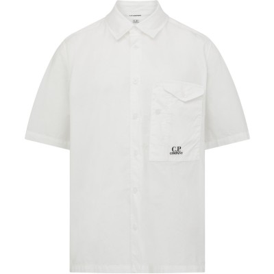 риза,с,къс,ръкав,облекла,на,разпродажба,мъжки,ризи,cp,company,short,sleeve,poplin,shirt,gauze,white,103