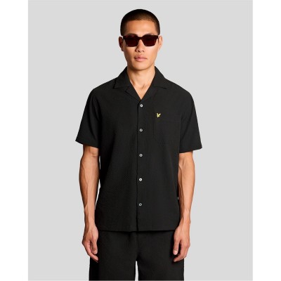 риза,с,къс,ръкав,lyle,and,scott,men's,patterned,short,sleeve,shirt,black,z865