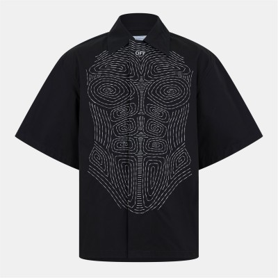 риза,с,къс,ръкав,облекла,на,разпродажба,мъжки,ризи,off,white,men's,short,sleeve,relaxed,fit,shirt,black,white