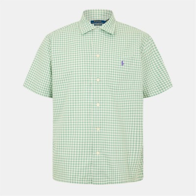 облекла,на,разпродажба,мъжки,ризи,polo,ralph,lauren,men's,gingham,short,sleeve,patterned,shirt,lovat,nevis