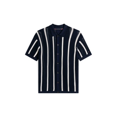 облекла,на,разпродажба,мъжки,ризи,tommy,hilfiger,men's,vertical,stripe,short,sleeve,patterned,shirt,desert,sky,0fa