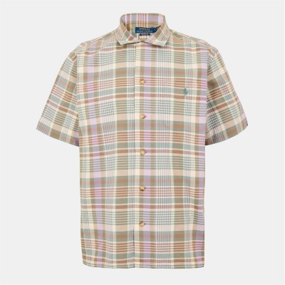 облекла,на,разпродажба,мъжки,ризи,polo,ralph,lauren,men's,plaid,short,sleeve,patterned,shirt,khaki,green