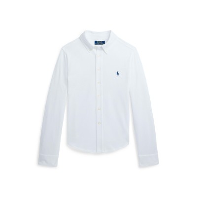 риза,polo,ralph,lauren,kids,mesh,long,sleeve,plain,shirt,white