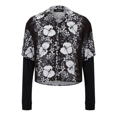 облекла,на,разпродажба,мъжки,ризи,dsquared2,men's,floral,short,sleeve,patterned,shirt,black,and,white