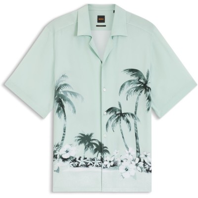 риза,с,къс,ръкав,облекла,на,разпродажба,мъжки,ризи,boss,men's,patterned,short,sleeve,shirt,turquoise,446