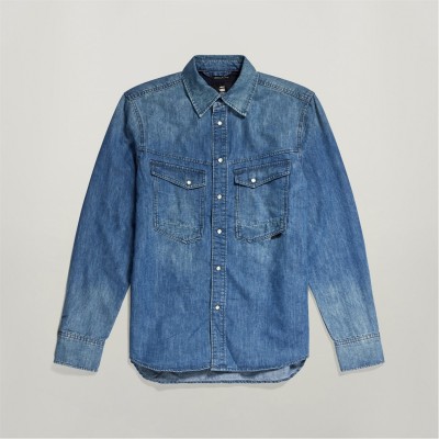 облекла,на,разпродажба,мъжки,ризи,g,star,unisex,premium,dakota,regular,shirt,evergreen,cadet,blu