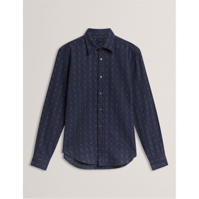 риза,с,дълъг,ръкав,ted,baker,men's,long,sleeve,shirt,teal,blue