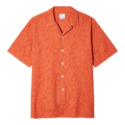 облекла,на,разпродажба,мъжки,ризи,ps,paul,smith,men's,floral,short,sleeve,patterned,shirt,orange,19