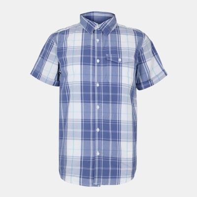 bench,men,s,short,sleeve,patterned,shirt,white,blue,chk