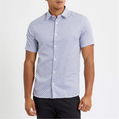 облекла,на,разпродажба,мъжки,ризи,ted,baker,ted,geo,ss,shirt,sn99,blue