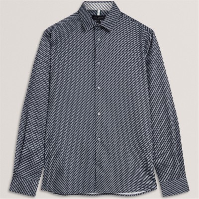 риза,с,дълъг,ръкав,ted,baker,men's,ls,slim,geo,long,sleeve,patterned,shirt,teal,blue