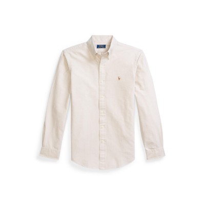 риза,облекла,на,разпродажба,мъжки,ризи,polo,ralph,lauren,men's,oxford,long,sleeve,plain,shirt,coastal,beige