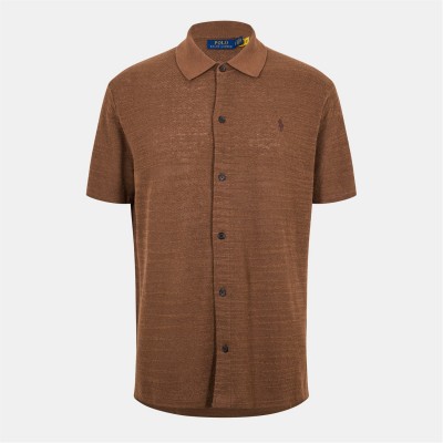 риза,облекла,на,разпродажба,мъжки,ризи,polo,ralph,lauren,men's,short,sleeve,plain,shirt,fall,brown