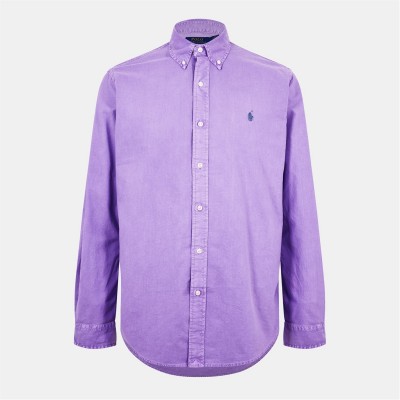 риза,облекла,на,разпродажба,мъжки,ризи,polo,ralph,lauren,men's,long,sleeve,plain,shirt,aix,lavender