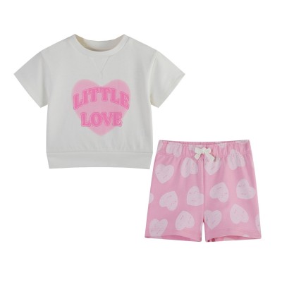 бебешки,облекла,hello,world,baby,girl,little,love,shorty,jog,set,cream,pink